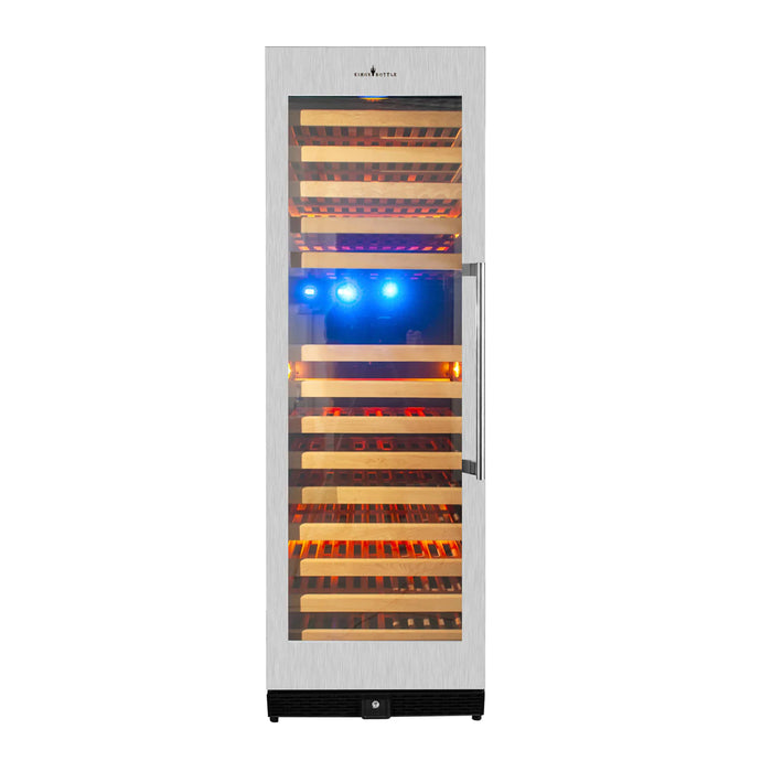 KingsBottle Tall Large Wine Refrigerator With Glass Door With Stainless Steel Trim KBU170DX