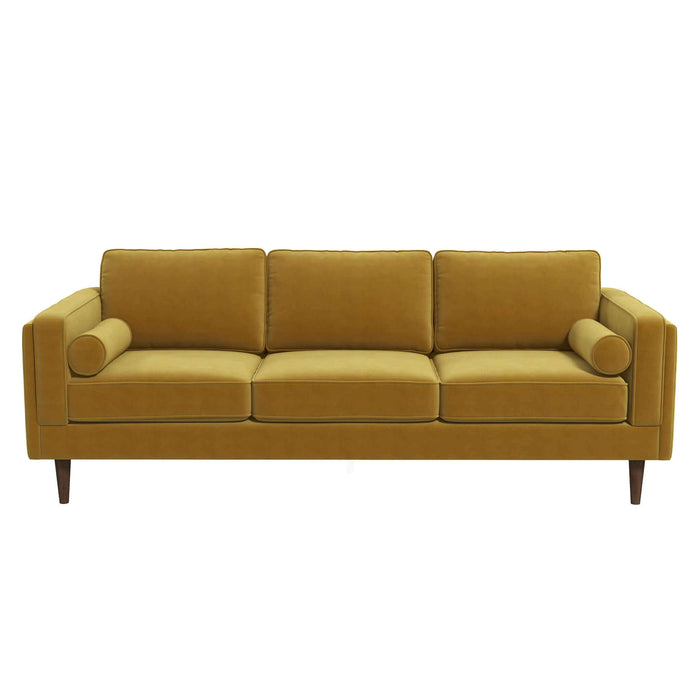 Ashcroft Furniture Amber Mid Century Modern Yellow Luxury Modern Velvet Sofa sku-42926046150808