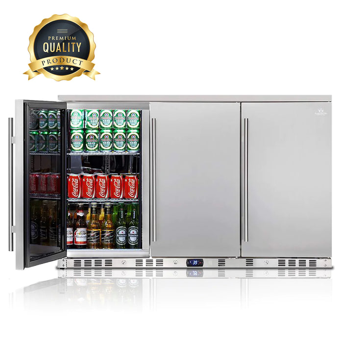 KingsBottle 53 Inch Solid 3-Door Outdoor Beverage Drinks Cooler KBU328ASD