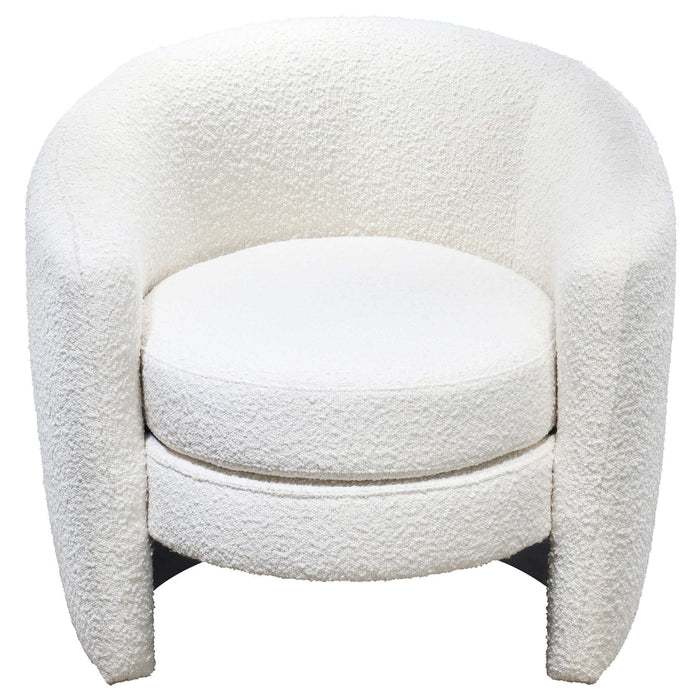 Ashcroft Furniture Alexon Mid-Century Modern Luxury Barrel Lounge Chair in White Boucle sku-43105427619992