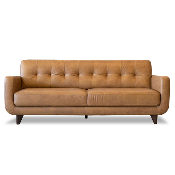 Ashcroft Furniture Allison Tufted Back Cognac Tan Genuine Leather Sofa sku-42727654195352