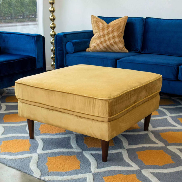 Ashcroft Furniture Amber Mid-Century Modern Square Upholstered Ottoman AFC00155