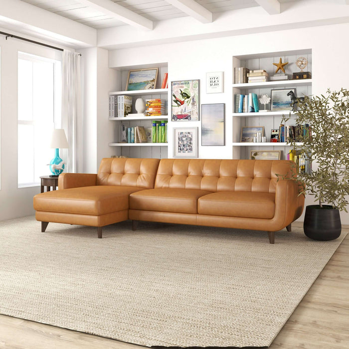 Ashcroft Furniture Allison Tan Leather Sectional Sofa Chaise