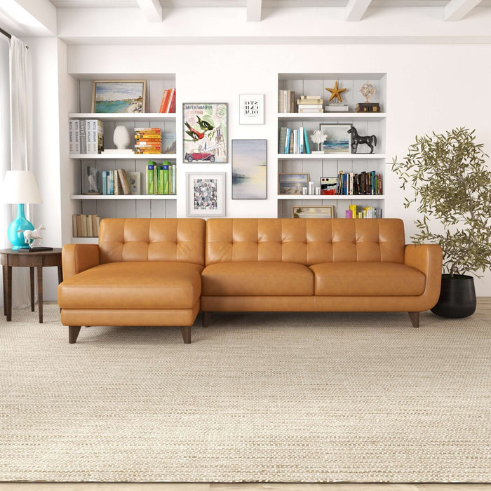 Ashcroft Furniture Allison Tan Leather Sectional Sofa Chaise