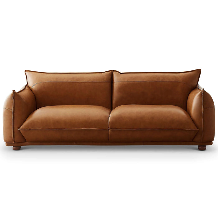 Ashcroft Furniture Emma Mid Century Modern Luxury Cognac Leather Sofa AFC01955