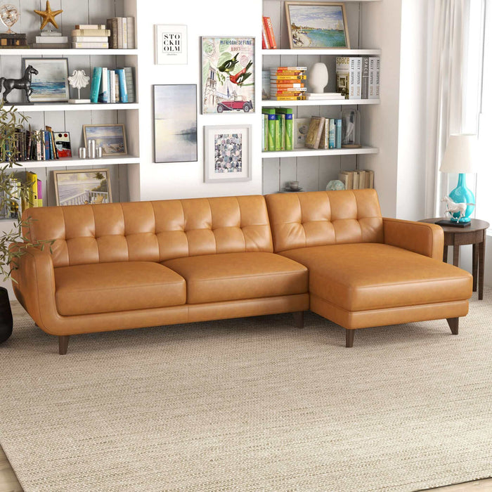 Ashcroft Furniture Allison Tan Leather Sectional Sofa Chaise