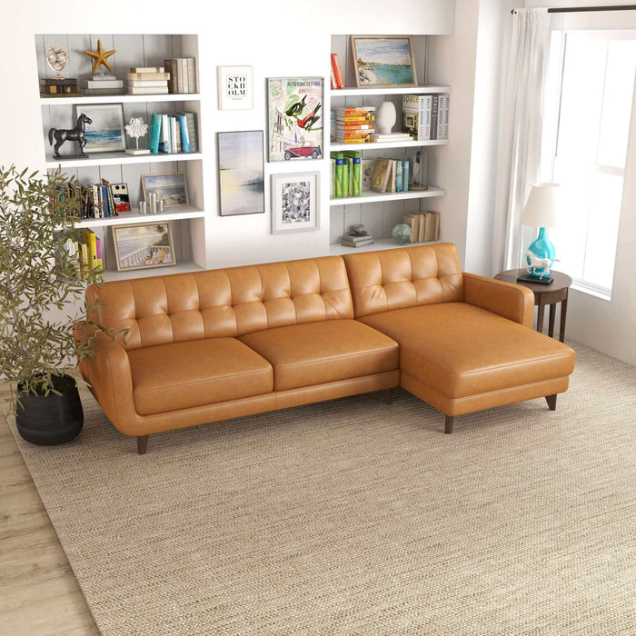 Ashcroft Furniture Allison Tan Leather Sectional Sofa Chaise