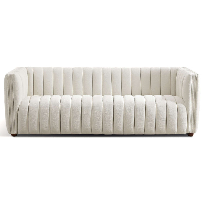 Ashcroft Furniture April Mid Century Modern Luxury Tight Back Beige Boucle Couch sku-43044677189784