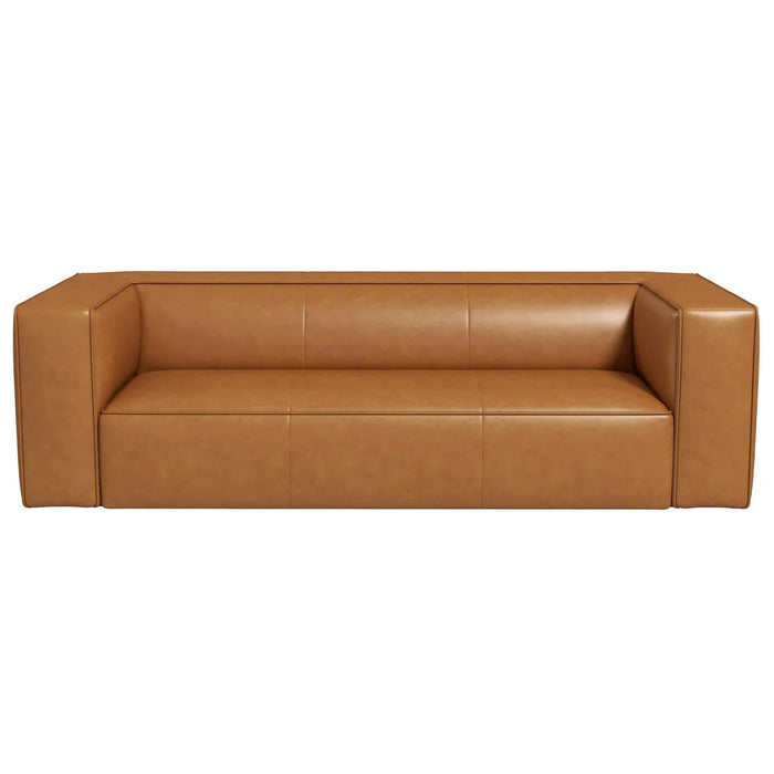 Ashcroft Furniture Colton Mid-Century Modern Tan Leather Sofa 42659079520408