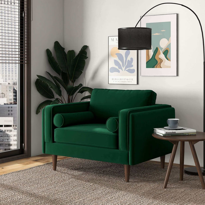 Ashcroft Furniture Amber Dark Green Velvet Lounge  sku-42943796445336