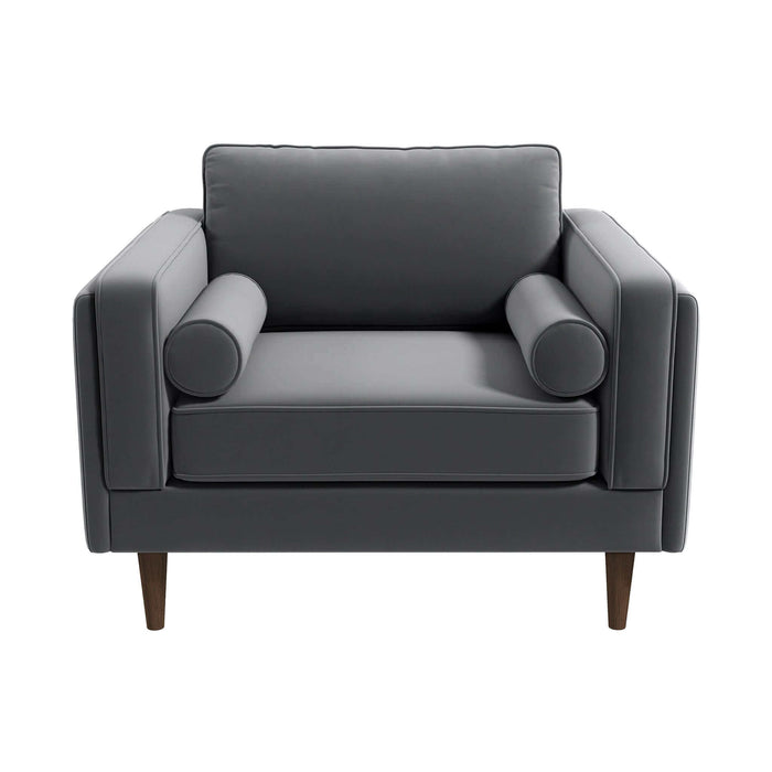 Ashcroft Furniture Amber Grey Velvet Lounge Chair sku-42943802179736