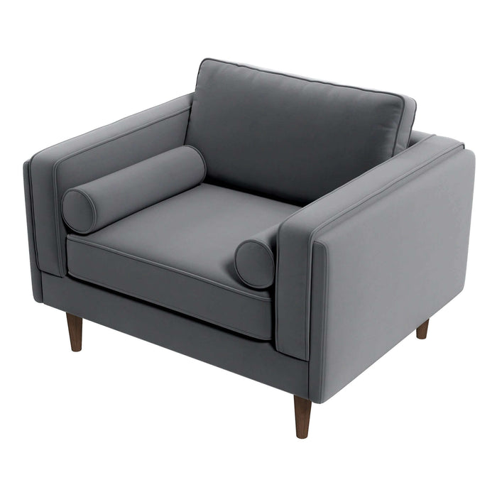 Ashcroft Furniture Amber Grey Velvet Lounge Chair sku-42943802179736