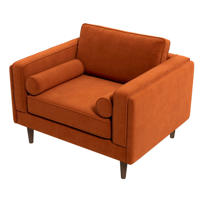 Ashcroft Furniture Amber Burnt Orange Velvet Lounge Chair sku-42943795331224