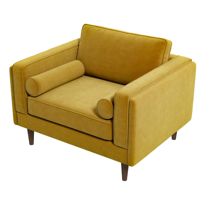 Ashcroft Furniture Amber Dark Yellow Velvet Lounge Chair sku-42742405333144