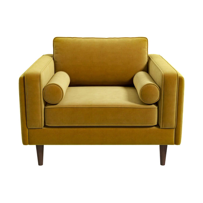 Ashcroft Furniture Amber Dark Yellow Velvet Lounge Chair sku-42742405333144