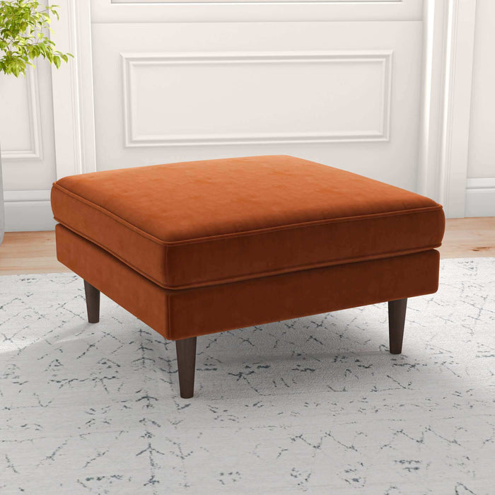 Ashcroft Furniture Amber Mid-Century Modern Square Upholstered Ottoman AFC00155