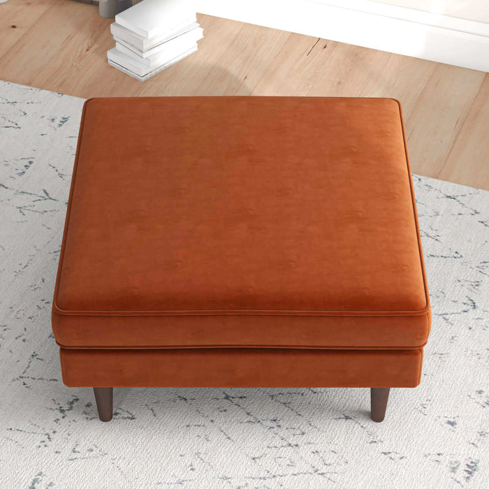 Ashcroft Furniture Amber Mid-Century Modern Square Upholstered Ottoman AFC00155