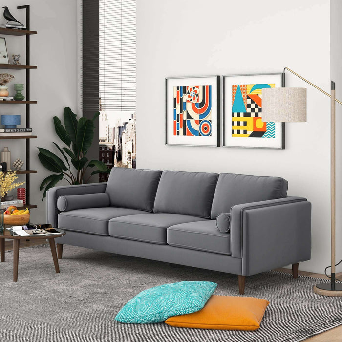 Ashcroft Furniture Amber Mid Century Modern Grey  Luxury Modern Velvet Sofa sku-42926049067160