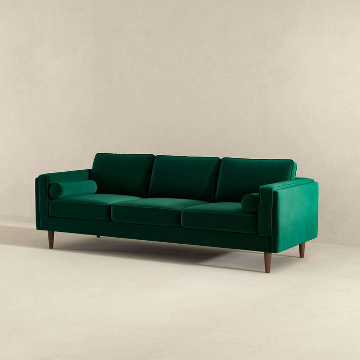 Ashcroft Furniture Amber Mid Century Modern Dark Green Luxury Modern Velvet Sofa sku-42926052311192