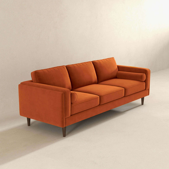 Ashcroft Furniture Amber Mid Century Modern Burnt Orange Luxury Modern Velvet Sofa sku-42926052278424