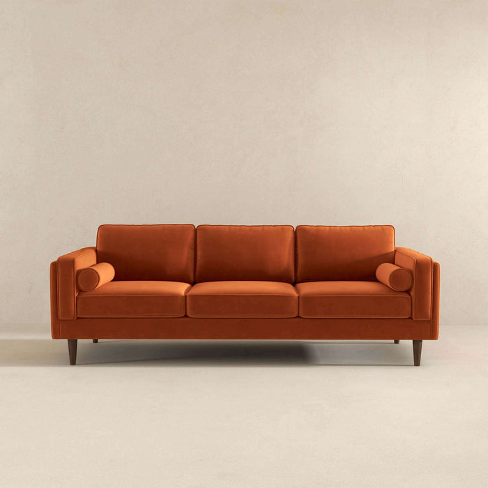 Ashcroft Furniture Amber Mid Century Modern Burnt Orange Luxury Modern Velvet Sofa sku-42926052278424