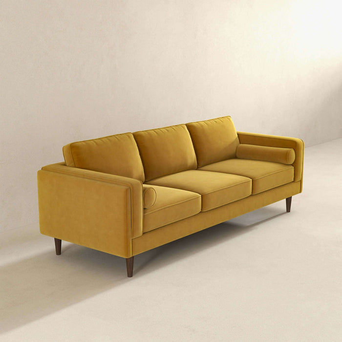 Ashcroft Furniture Amber Mid Century Modern Yellow  Luxury Modern Velvet Sofa sku-42926046150808