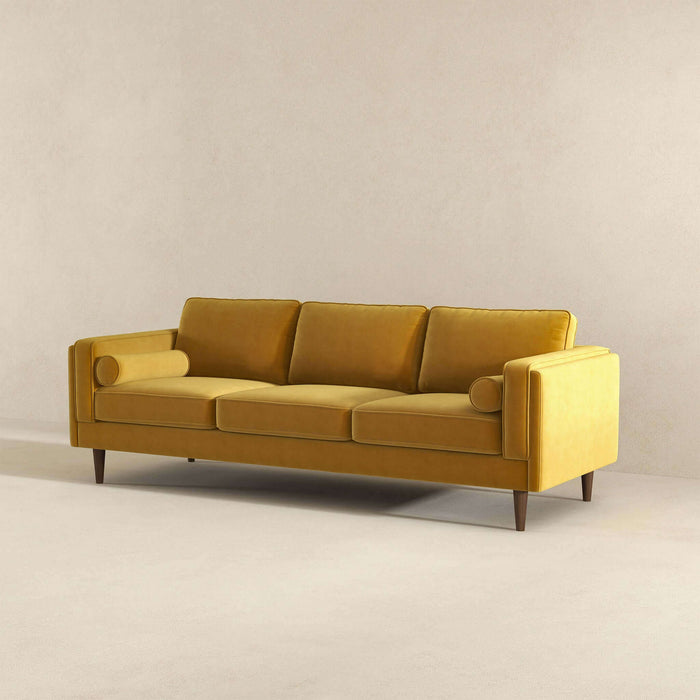 Ashcroft Furniture Amber Mid Century Modern Yellow  Luxury Modern Velvet Sofa sku-42926046150808