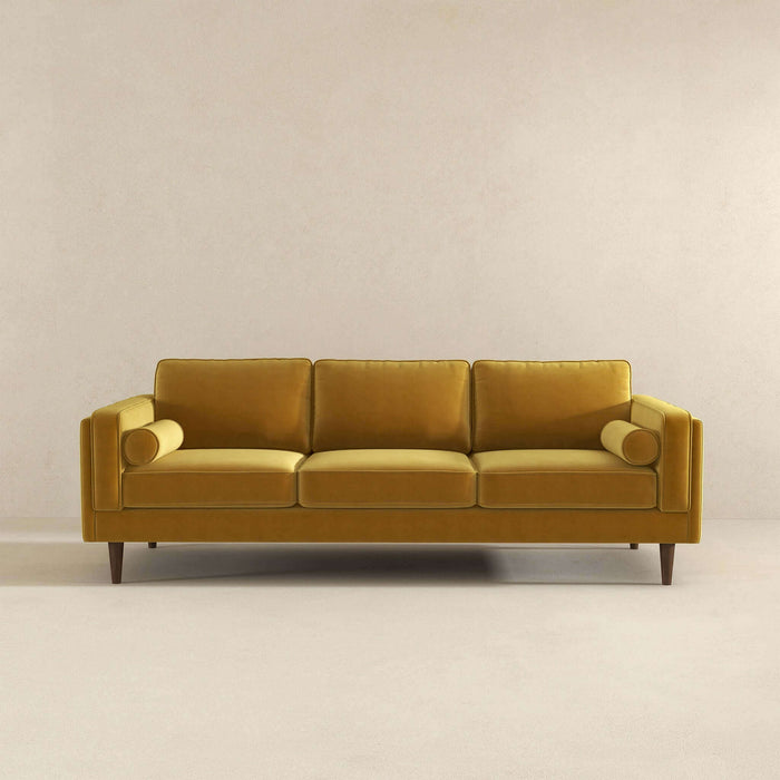 Ashcroft Furniture Amber Mid Century Modern Yellow  Luxury Modern Velvet Sofa sku-42926046150808