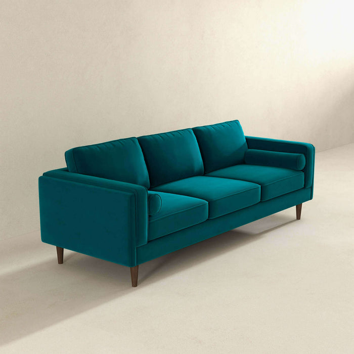 Ashcroft Furniture Amber Mid Century Modern Teal Luxury Modern Velvet Sofa sku-42926052409496