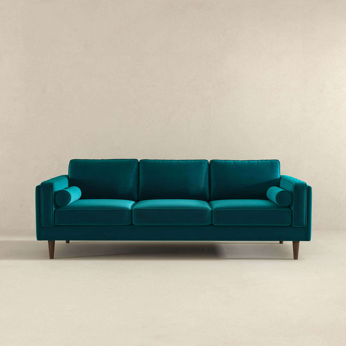 Ashcroft Furniture Amber Mid Century Modern Teal Luxury Modern Velvet Sofa sku-42926052409496