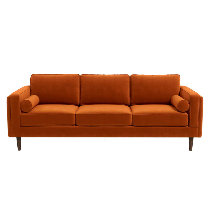 Ashcroft Furniture Amber Mid Century Modern Burnt Orange Luxury Modern Velvet Sofa sku-42926052278424