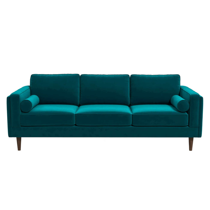 Ashcroft Furniture Amber Mid Century Modern Teal Luxury Modern Velvet Sofa sku-42926052409496