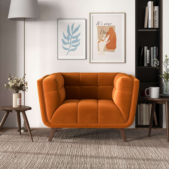 Ashcroft Furniture Addison Lounge Chair (Burnt Orange Velvet) sku-43229270638744