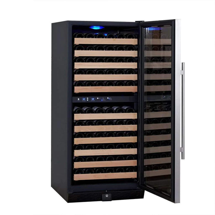 KingsBottle 100 Bottle Upright Dual Zone Wine Fridge For Home KBU100DX